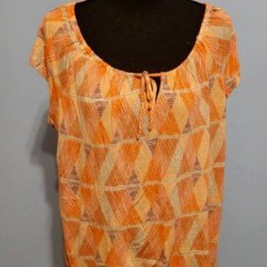 Old Navy Short Sleeve Pink & Brown Blouse Size L